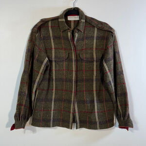 Vintage Albert Nipon Green Plaid Jacket Women’s Size 6 Wool Alpaca Academia